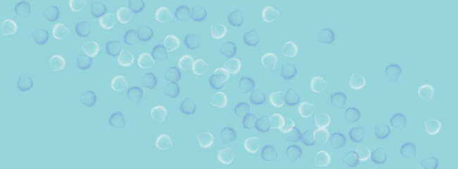 White Shellfish Background Blue Vector. Clam Abstract Graphic. Tropical Pattern. Ultramarine Shell Isolated Textile Card.