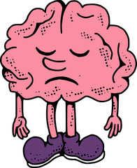 Sad Retro Brain Character