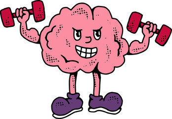 Retro Strong Brain Character Lifting Dumbell
