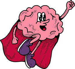 Retro Superhero Brain Character