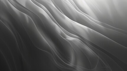 An abstract wallpaper with monochromatic gray gradients, smooth blurs, subtle abstract patterns within the gradient, and a cool, soft lighting effect for a serene ambiance.