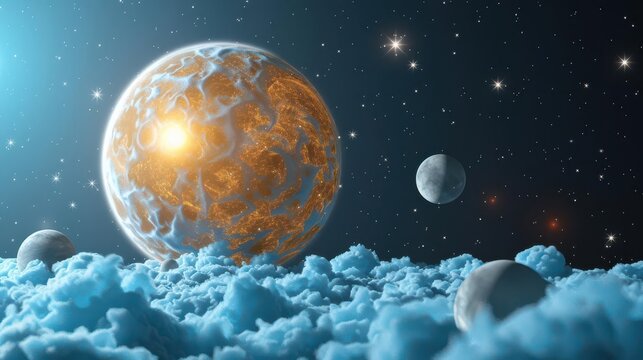 Otherworldly Cosmos A Surreal Fantasy of Planets, Stars, and Nebulae in Digital Art