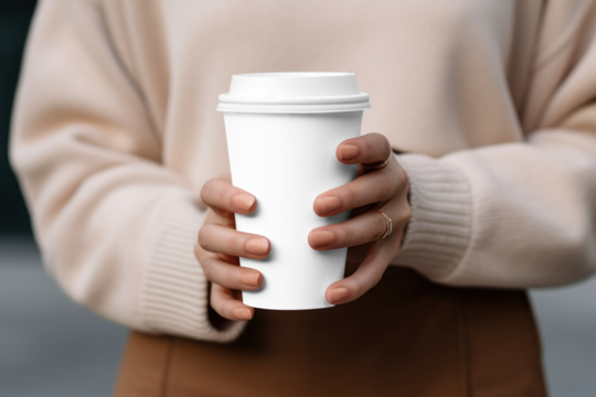 Paper coffee cup png mockup, transparent design