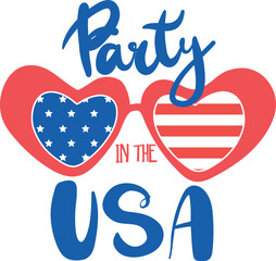 Party in the USA. Print with sunglasses.