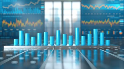 Abstract Blue Background with Charts for Analyzing Business Data and Customer Insights