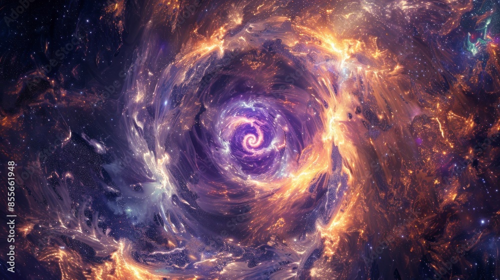 Wall mural celestial vortex with sparkling stars in deep space.