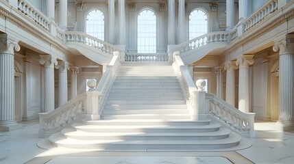 Fototapeta premium Majestic Neoclassical Staircase in Opulent Government Building Interior