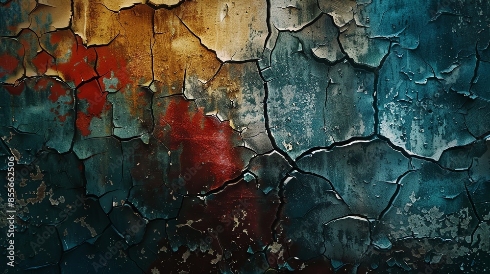Wall mural background of only using the colours in this image, create a wall of cracked paint that is very dark, banner, website, mockup - Wall murals