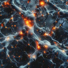 Low Poly, Neurons in the Banking Sector, Investigate how neurons could metaphorically function within the complex system of banking., birds-eye view