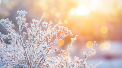 Naklejka premium Experience the beauty of frozen icy flowers in a winter wonderland.