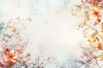 Watercolor Floral Border Background - Elegant Botanical Design for Invitations, Cards, Posters