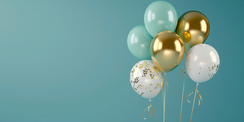 Celebration Background with Balloons and Confetti. The image radiates a joyful and celebratory atmosphere, perfect for events like birthdays, anniversaries, or other special occasions. 