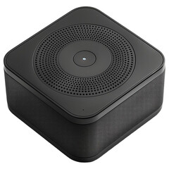 Obraz premium Black Smart Speaker with Open Lid on Transparent Background 