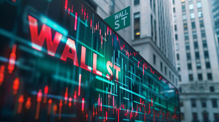 a sign with red and blue text