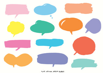 Cute vector speech bubble colorful set,Hand drawn set of speech bubbles with handwritten for book ,card, business, poster design, textile graphics, cute doodle