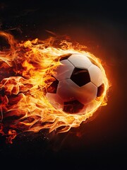 Naklejka premium 3d illustration of burning soccer a ball on an isolated background