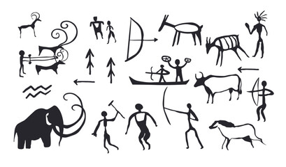 Primitive Art Figures Set vector