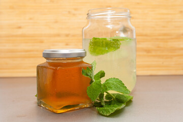 honey mint syrup with sparkling mint beverage