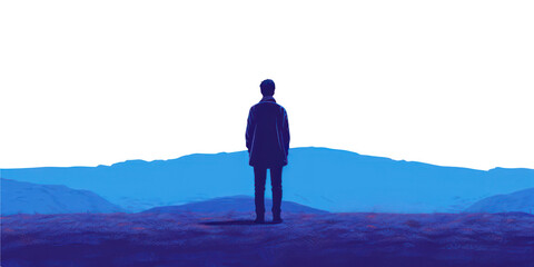 Obraz premium PNG A man standing silhouette outdoors nature.