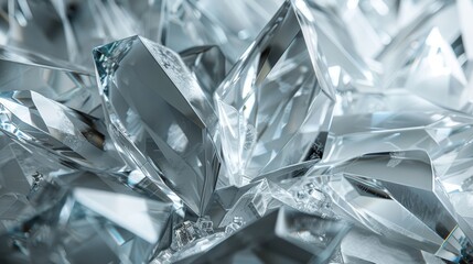 A close-up of a crystal-clear geometric glass sculpture, with sharp edges and flawless surfaces, showcasing the beauty of pure geometric forms.