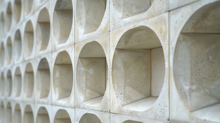 A close-up of a geometric architectural detail, such as a repetitive pattern of windows or tiles, highlighting the beauty of geometric shapes in architectural design.