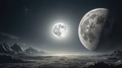 full moon rising over the mountains