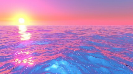 Rolling ocean waves twilight with magenta stars