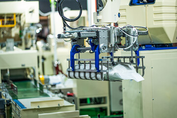 Smart robot arm system for innovative warehouse and factory digital technology . Automation manufacturing robot controlled by industry engineering using IOT 
