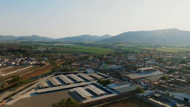 Local market and parking lot in the Mexican city of Tamazula de Gordiano, Mexico