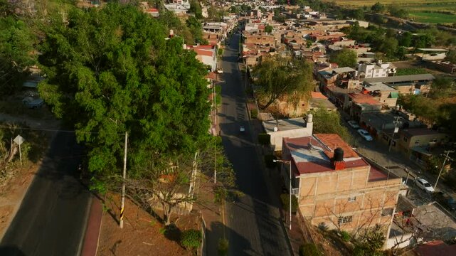 Flight over a main road in the city of Tamazula de Gordiano, Mexico