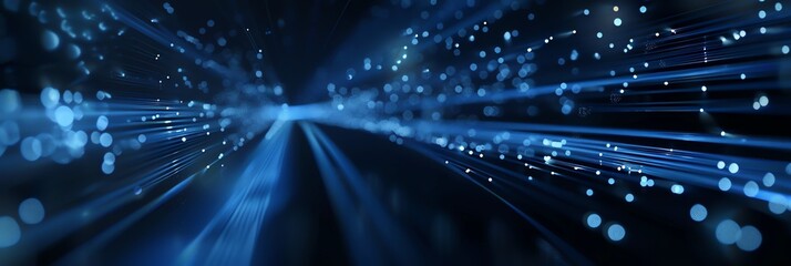 Dark blue background, Complex light trajectories, Manifest the AI era, Glowing lines, Particles, sparkle, ray tracing, speed lines 3:!. banner. landing page. website