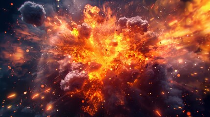 Naklejka premium Explosion fire background illustration generated by ai