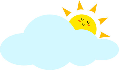 Sun and cloud cartoon smile.