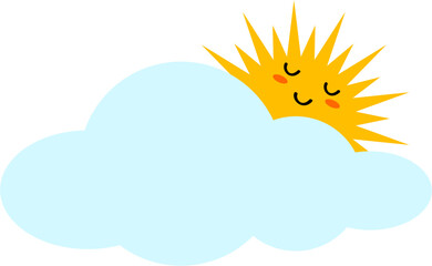 Sun and cloud cartoon smile.