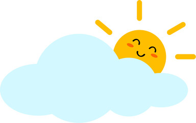 Sun and cloud cartoon smile.