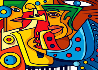 Polychrome Rhythm: AI-Generated Vector IllustratioN