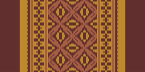 Seamless geometric ethnic asian oriental and tradition pattern design for texture and background. Silk and fabric pattern decoration for carpet, clothing, wrapping and wallpaper