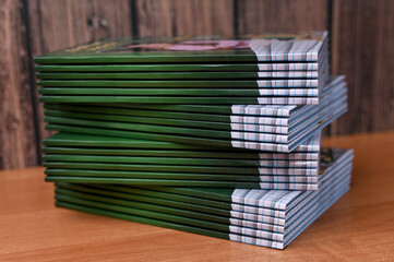 stack of photo books. photo albums on the table