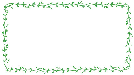 植物のフレーム　素材　蔦　蔓　細い　枠　飾り枠　飾り罫　囲み　タイトル　見出し　シンプル　白背景　白バック　透過　16:9 © あんもち