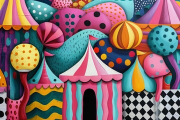 Fototapeta premium Abstract Colorful Funfair Illustration.