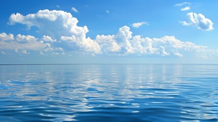 Obraz premium Calm sea landscape with clouds sky. Background illustration generated by ai