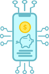 Piggy bank dollar sign symbol.