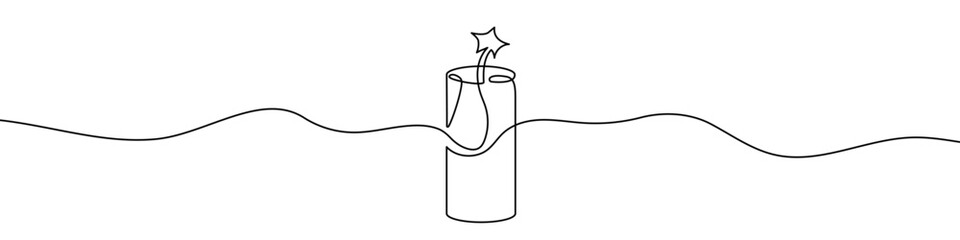 Continuous editable line drawing of dynamite. One line drawing of dynamite icon. Vector illustration. Dynamite icon in one line.