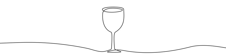 Continuous editable line drawing of wine glass. One line drawing background. Vector illustration. Wine glass icon in one line.