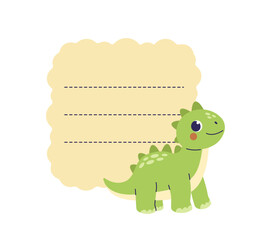 Animal sticky note. Green dinosaur paper memo pad. Reminder pad.