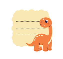 Animal sticky note.  Dinosaur paper memo pad. Reminder pad. Cute brachiosaurus.