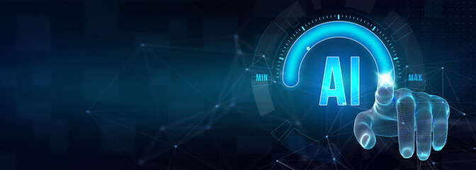 AI Learning and Artificial Intelligence Concept. Business, modern technology, internet and networking concept. 3d illustration