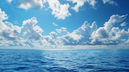 Obraz premium Calm sea landscape with clouds sky. Background illustration generated by ai