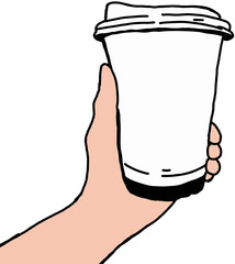 A hand is holding a glass of hot drink.