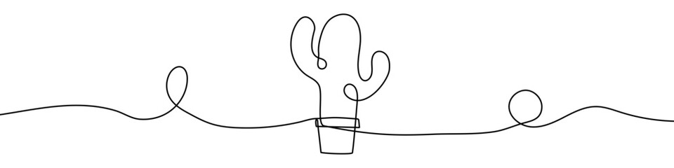 Continuous editable line drawing of cactus. One line drawing of cactus icon. Vector illustration. Cactus icon in one line.